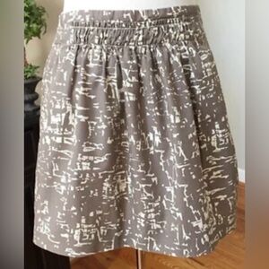 J. Crew Factory Cotton Mini Skirt Taupe/Beige Abstract Pattern Size 2